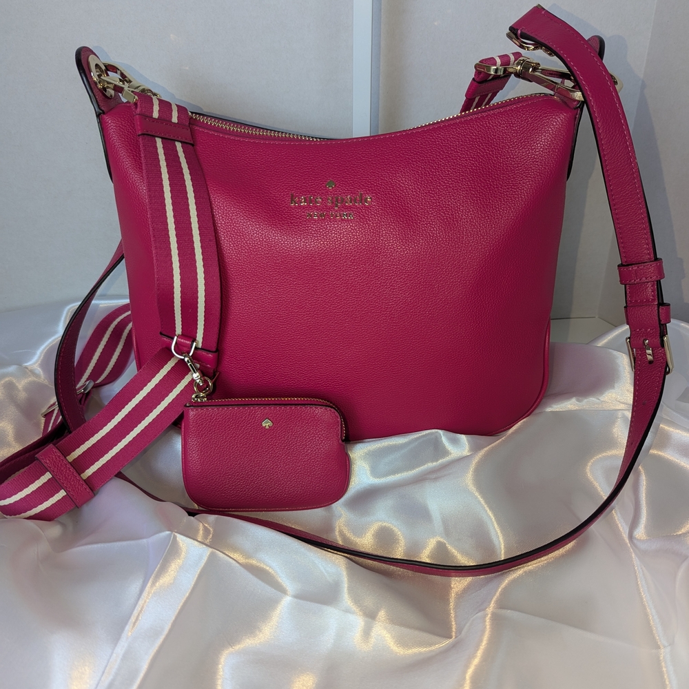 Kate Spade Pink Shoulder Bag with Striped Strap